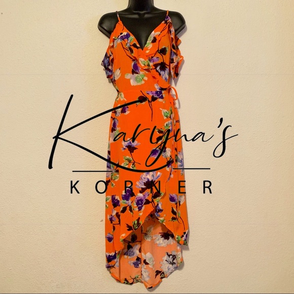 Orange Floral Dress - Picture 2 of 4